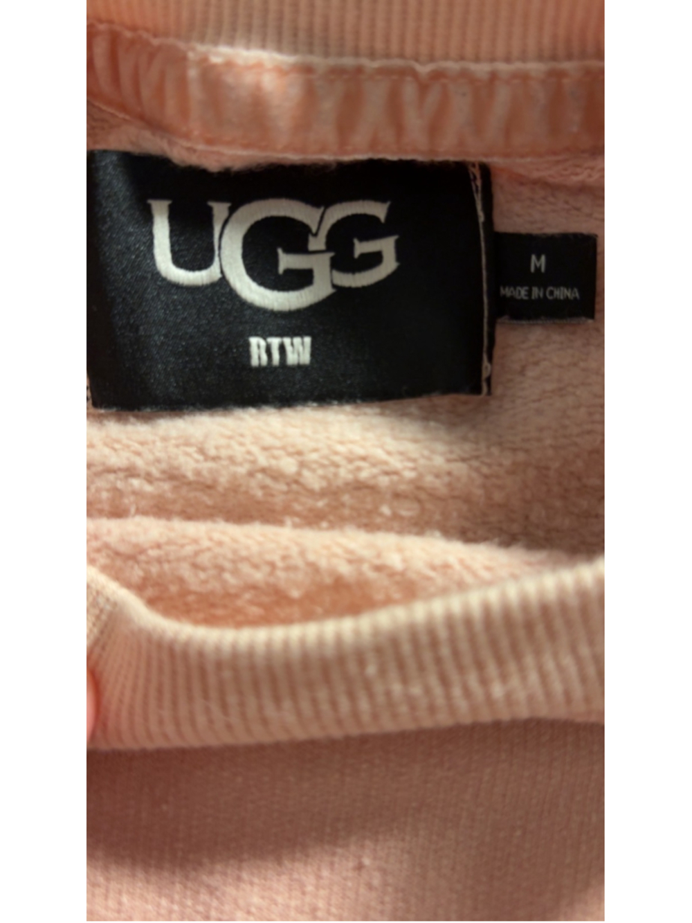 UGG Women's Peach Pink PUFFY sleeve Fleece Crewneck Sweatshirt Size M